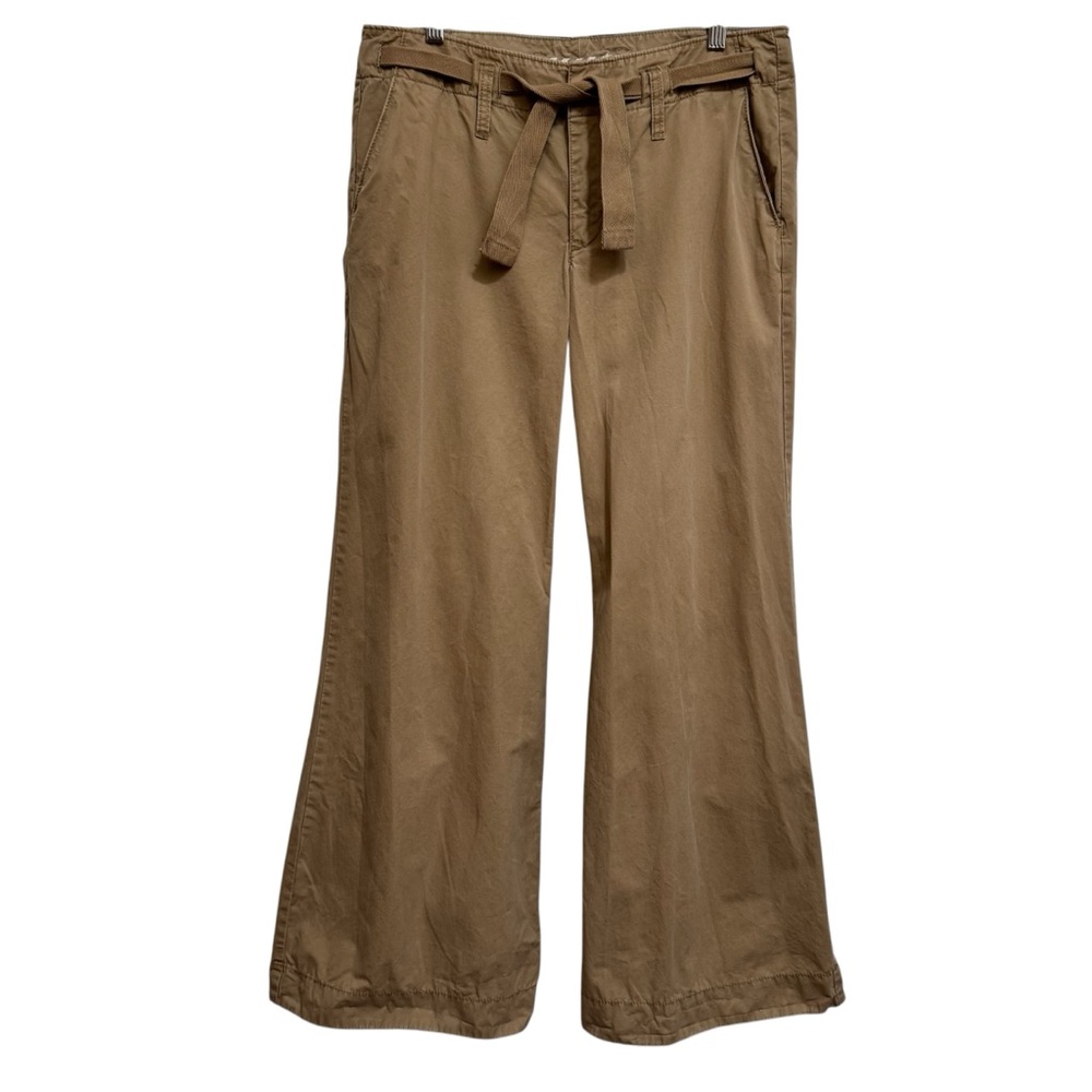 Old Navy Y2K‎ Wide Flare Leg Khaki Pants Women Size 8 Contrast Cuff